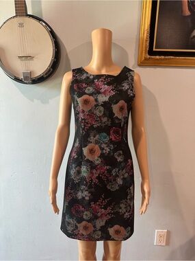 Red by Saks Fifth Avenue black floral mesh dress